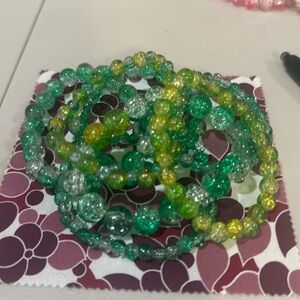 Various sizes of green beaded, beautiful bracelet